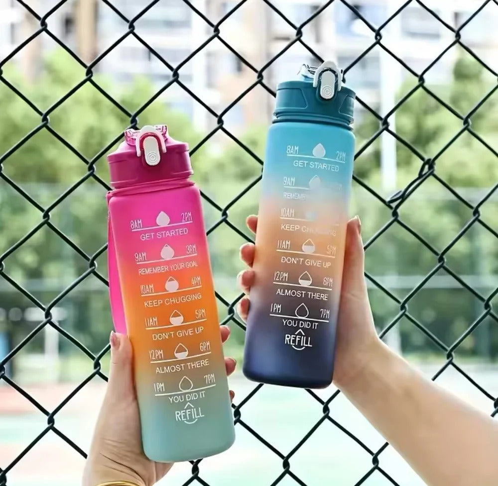 2L Gradient Water Bottle, Flip Lid Drink Jug, Water Flask Drinking Bottle, Outdoor Sports Portable Plastic Cold Water Cups, Transparent Frosted Plastic Water Bottle